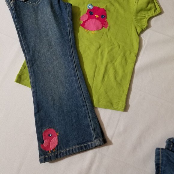 Gymboree Outlet 4T Smart and Sweet Jeans Shirt Outfit NWT - Picture 2 of 4
